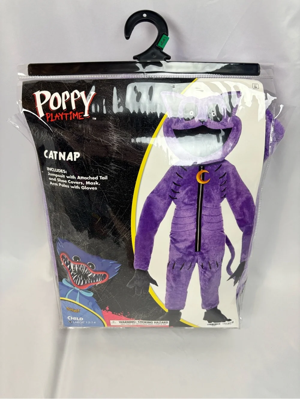 Spirit Halloween Poppy Playtime Child Large 12-14 Purple Catnap Costume Fur Mask